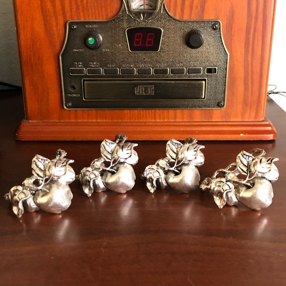 Napkin Rings Silver-tone Napkin Holders Apples